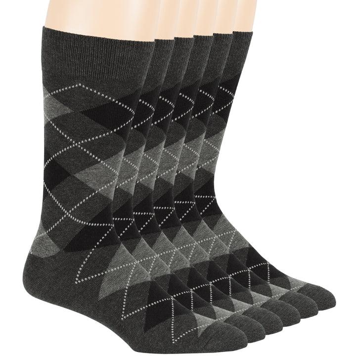 men-cotton-dress-socks-6-pack-crew-large-10-13-argyle-patterned-charcoal