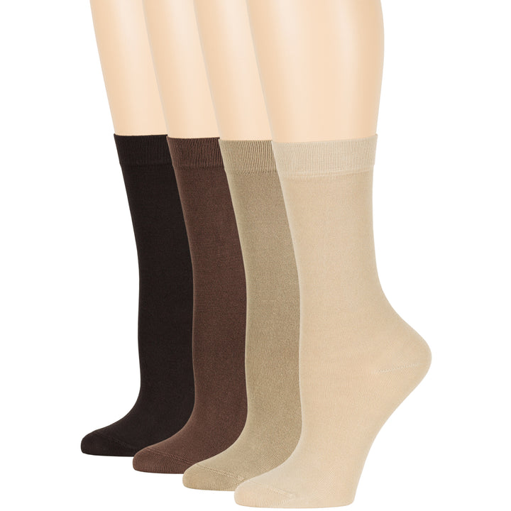 women-bamboo-socks-4-pack-crew-large-10-12-dark-brown-brown-beige-light-beige