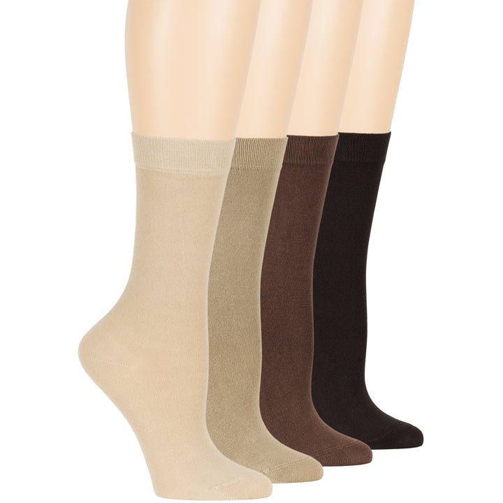 women-bamboo-socks-4-pack-crew-large-10-12-dark-brown-brown-beige-light-beige