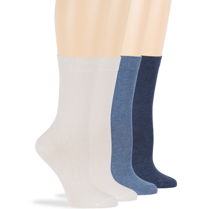 women-cotton-socks-4-pack-large-10-12-crew-light-navy-denim-blue-white