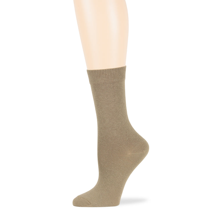 women-cotton-socks-4-pack-large-10-12-crew-brown-khaki-golden-brown-light-beige