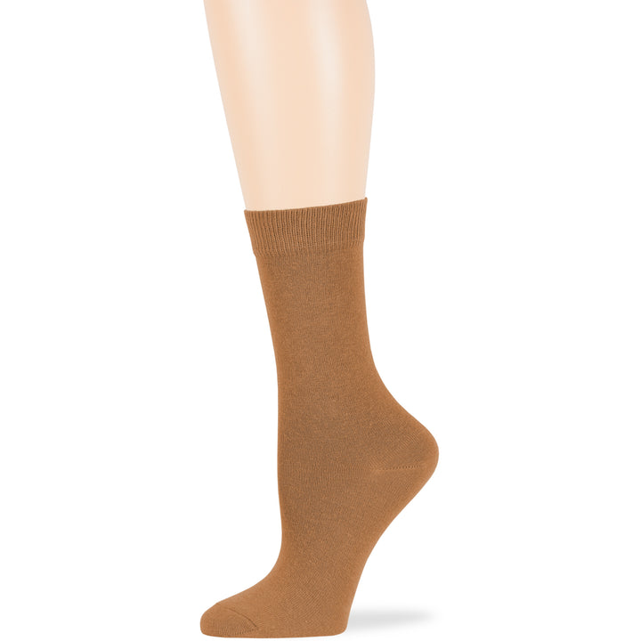 women-cotton-socks-4-pack-large-10-12-crew-brown-khaki-golden-brown-light-beige