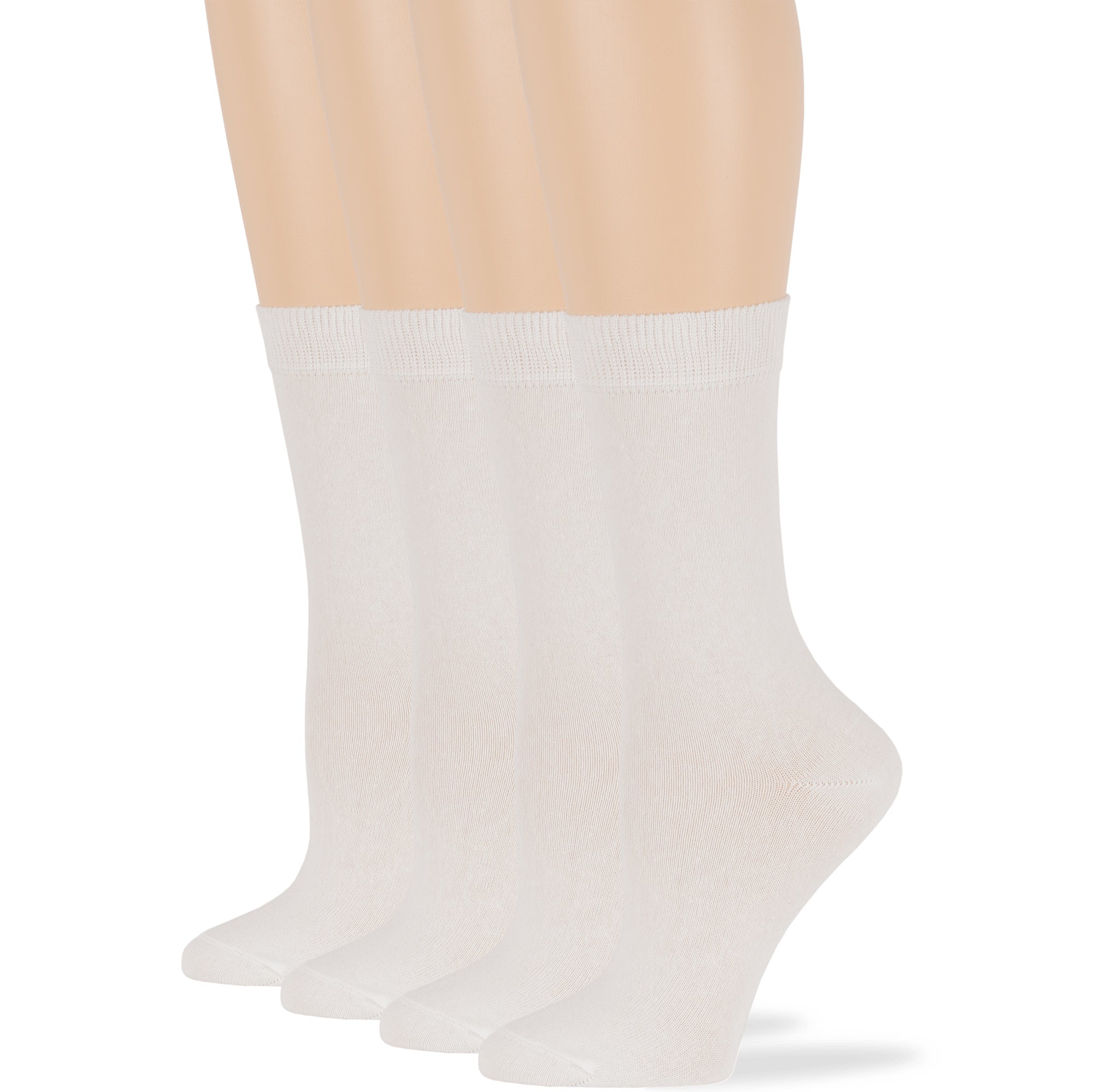 Women Cotton Socks 4 Pack 10-12 (L) 39-42 White